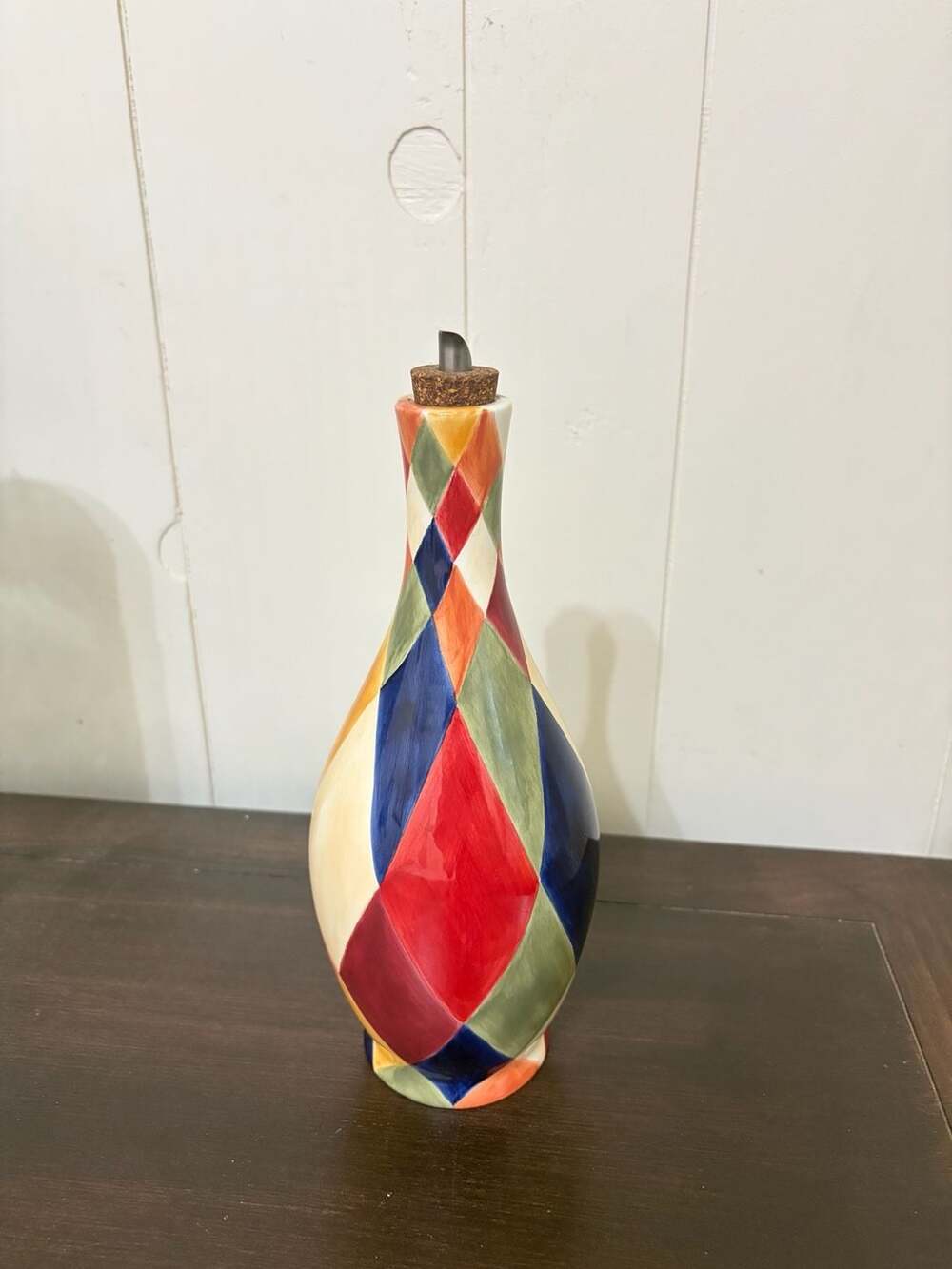 Artimino Ciao Harlequin Oil Dispenser Bottle Colorful Diamond Pattern